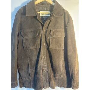 Wilsons Leather MJ Julian Brown Leather Shirt Jacket Mens Medium